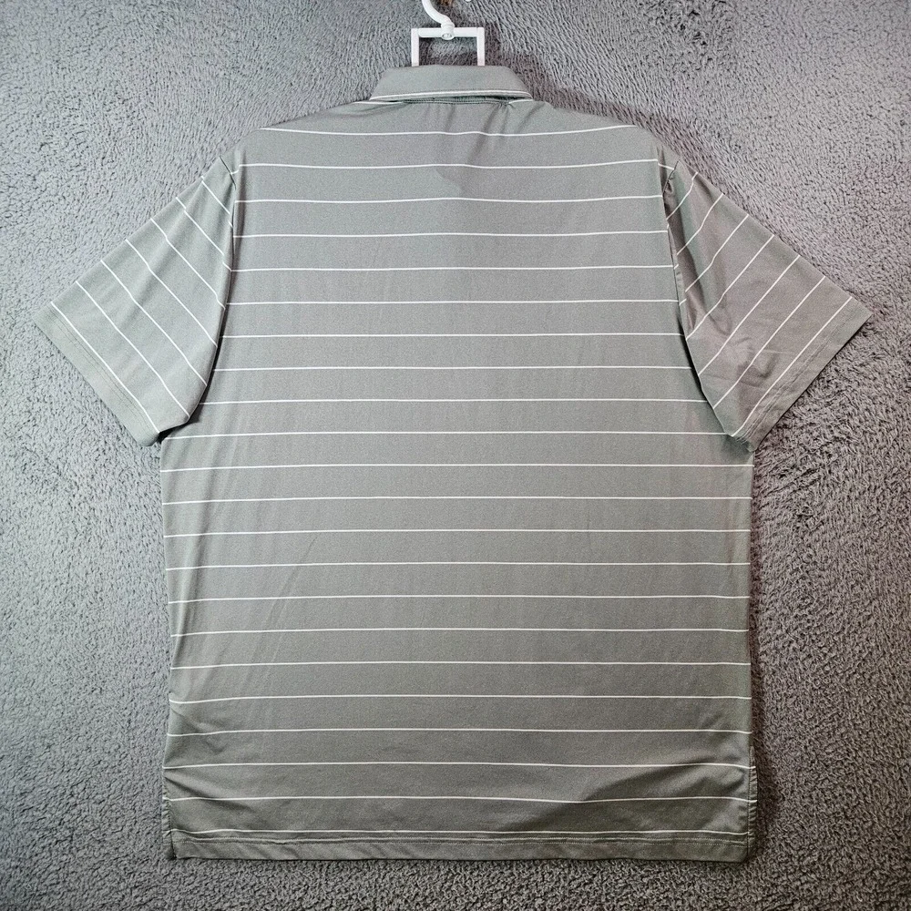 RLX Ralph Lauren Polo Shirt Men XL‎ Short Sleeve Gray White Striped